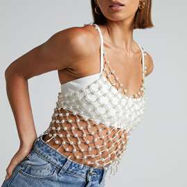 欧美新款背心搭配饰品 性感镂空吊带 抹胸女装配饰胸链女bead bra