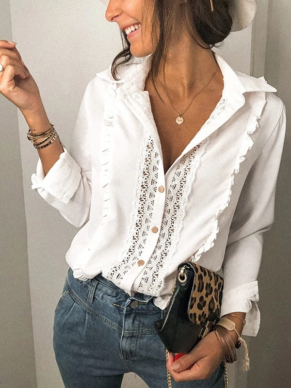 Comercio exterior, lujo ligero, simple, camisa a rayas con cuello Polo, mujer, diseño de orejas de madera de otoño, temperamento, top elegante