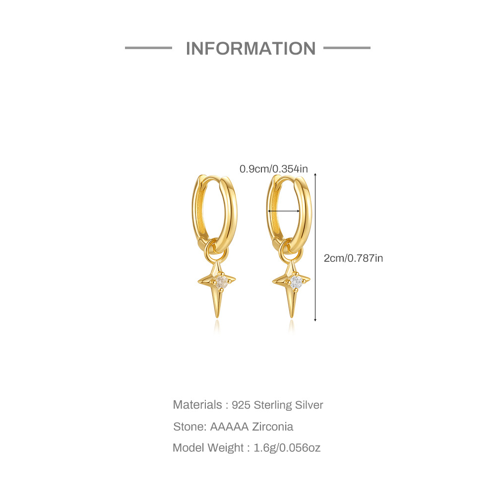 5g Weight 925 Sterling Silver Ear Needle Material Zircon Inlay Material Earrings Classification 1 Pair Quantity Holiday, Travel, Daily Occasion 925 Sterling Silver Material Geometric Pattern Women's Gender Plating Design Simple Style, Streetwear Style 1 Pair 925 Sterling Silver Zircon Geometric Earrings 5