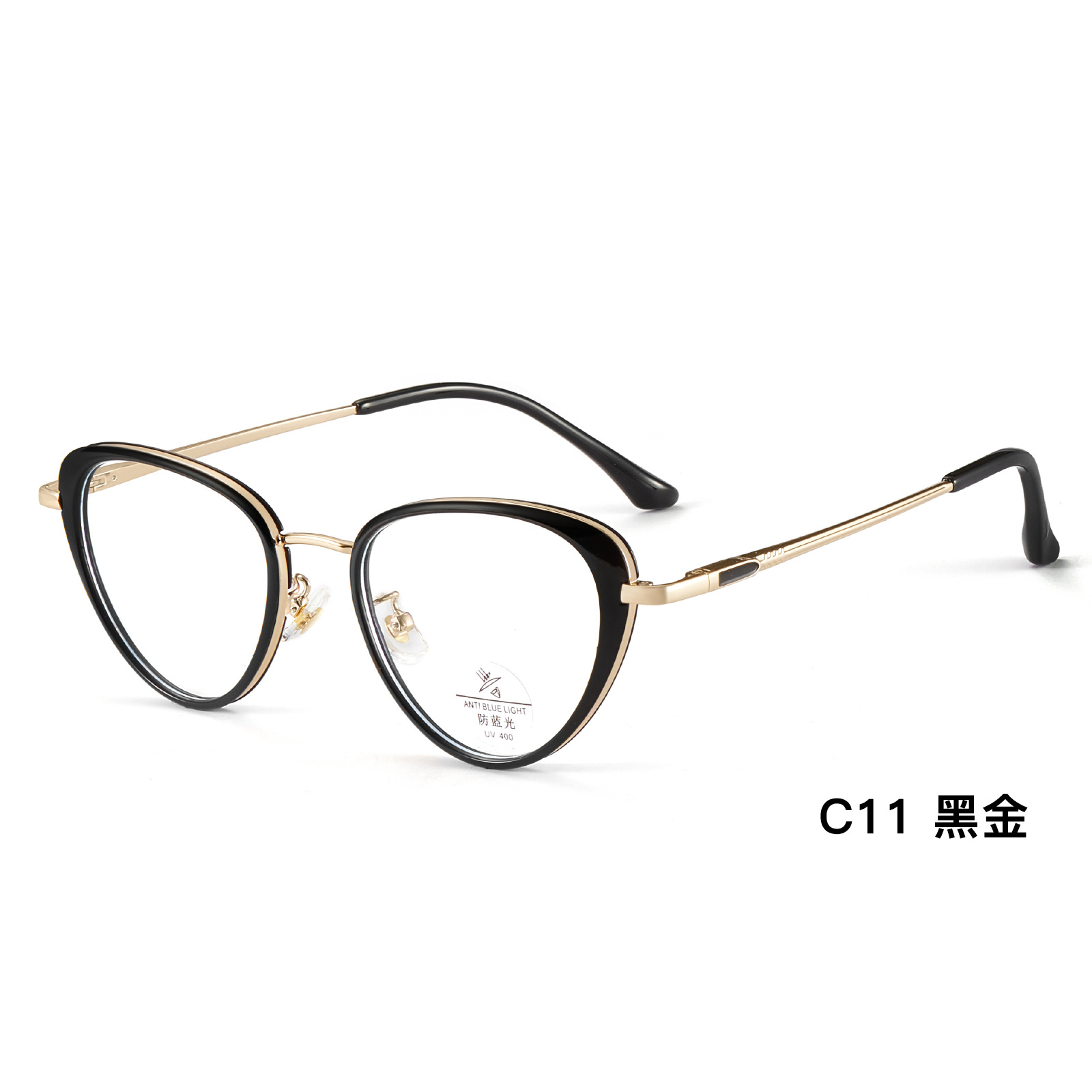 Europa y los Estados Unidos viento ojo de gato simple marco de gafas de miopía anti-luz azul borde ancho puede coincidir con la altura número Danyang al por mayor