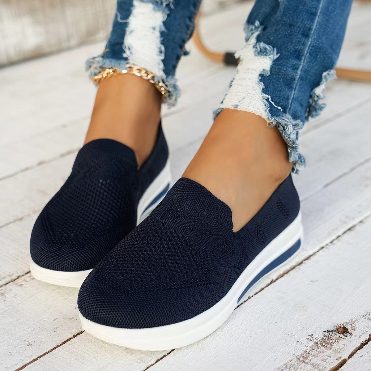 Zapatos de primavera de mujer, zapatos de mujer transfronterizos de un pie, zapatos casuales, zapatos de madre superficiales, zapatos de suela suave, zapatos transpirables