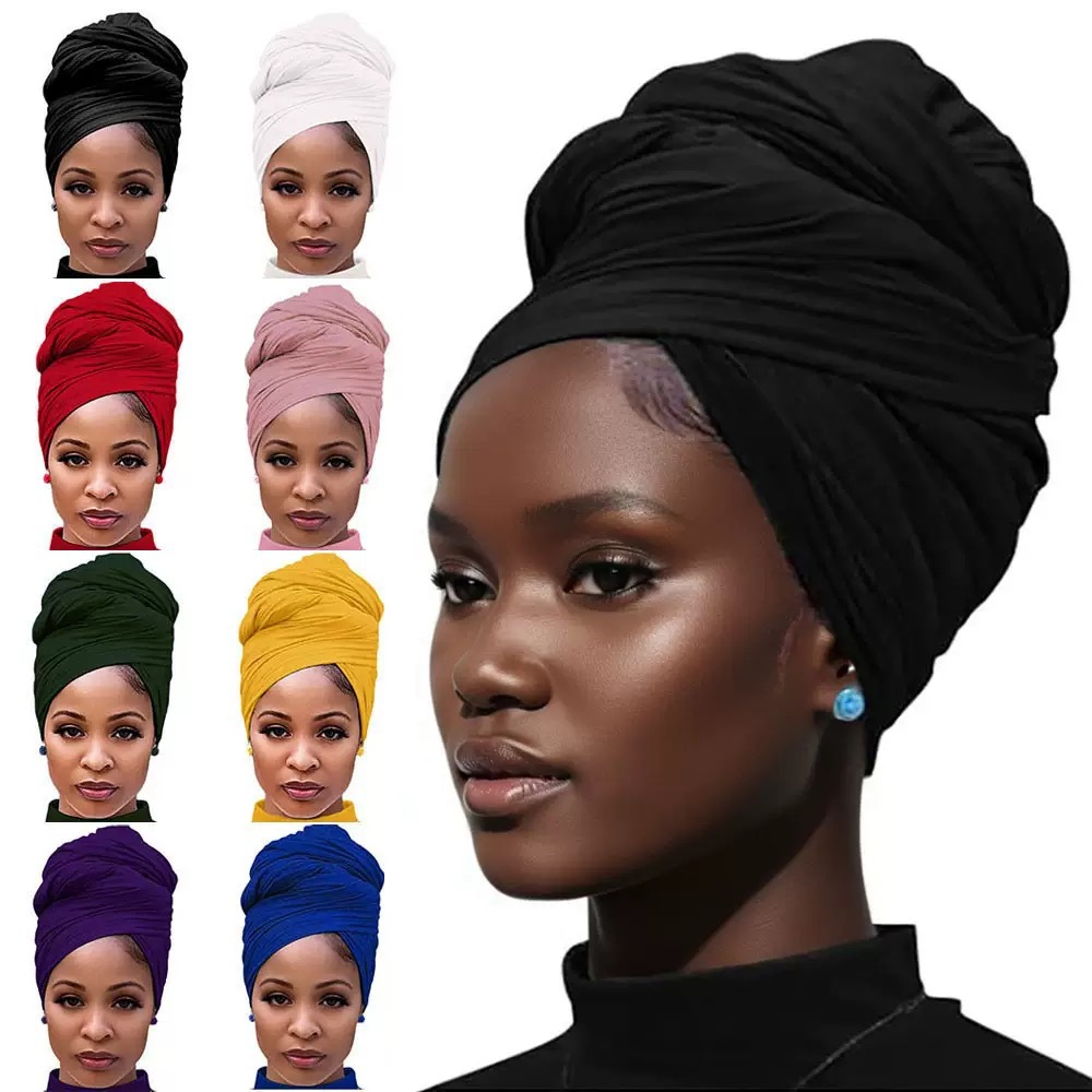 High-Quality Mercerized Cotton Jersey Head Wrapping Long Scarf Women's Hood Anti-Sand Scarf Headscarf Warm Middle Eastern Muslim Head Wrap