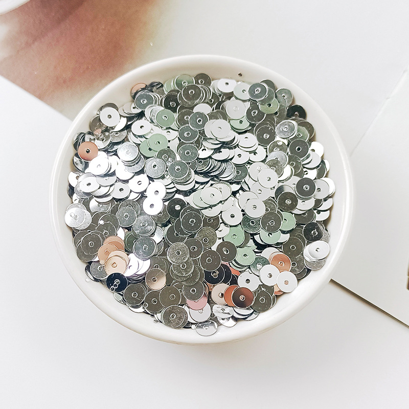 Yaluo PET lentejuelas 6MM ronda plana agujero medio DIY plata fondo multicolor de detección de Chuck de comercio exterior color mezclado PIN de fábrica