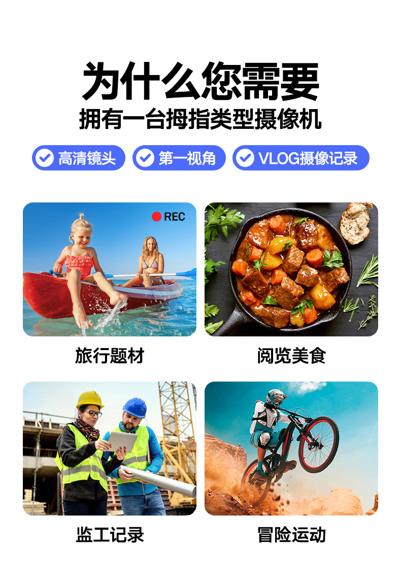 Suitable for Yinsi Tong 360 Sports Panoramic Camera Chest-Mounted Motorcycle Driving Recorder Thumb