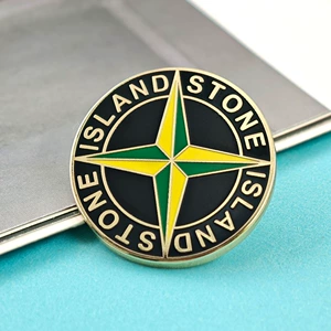 Stone Island Compass Badge Brooch Compass Metal Enamel Pin Trendy Brand Clothing Accessories Bag Decoration Badge