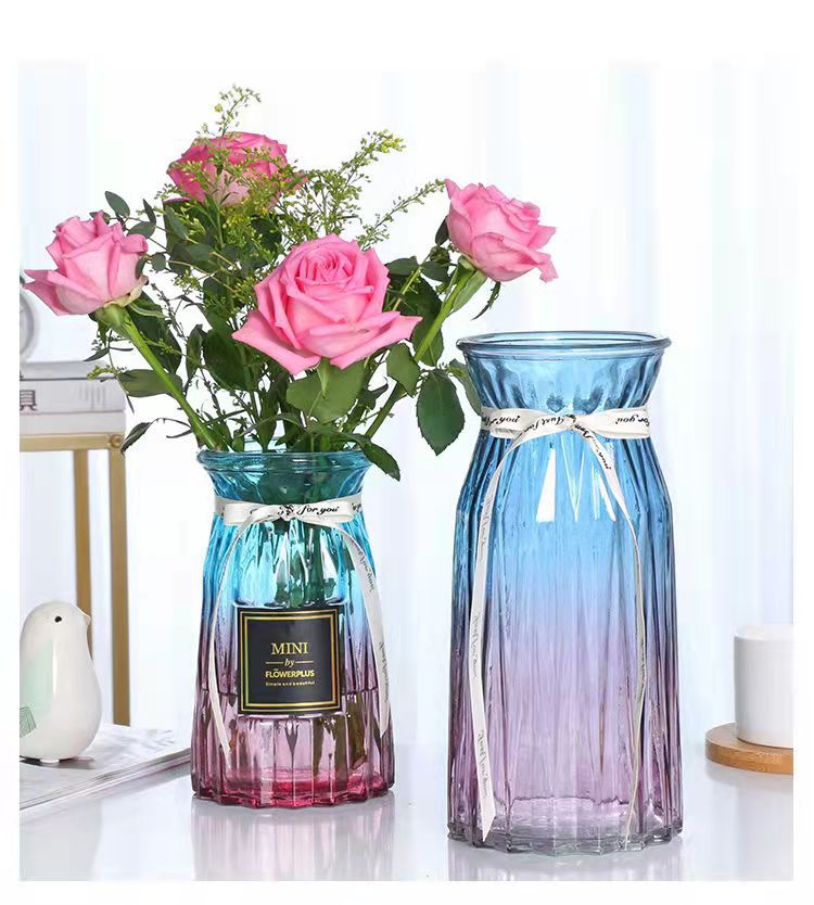 Florero de vidrio creativo flores Rosa rábano verde hidropónico gran arreglo de flores al por mayor florero adornos de decoración de escritorio