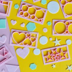 Diamond heart five-pointed star plastic integrated cutting mold, round and triangular cookie mold, fondant cutting mold