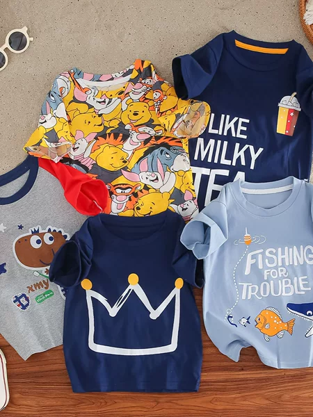 New Boys' Clothes Summer Children's Base Shirt Men's Baby Children's Western Style Top Short-sleeved T-shirt with Trendy Hair