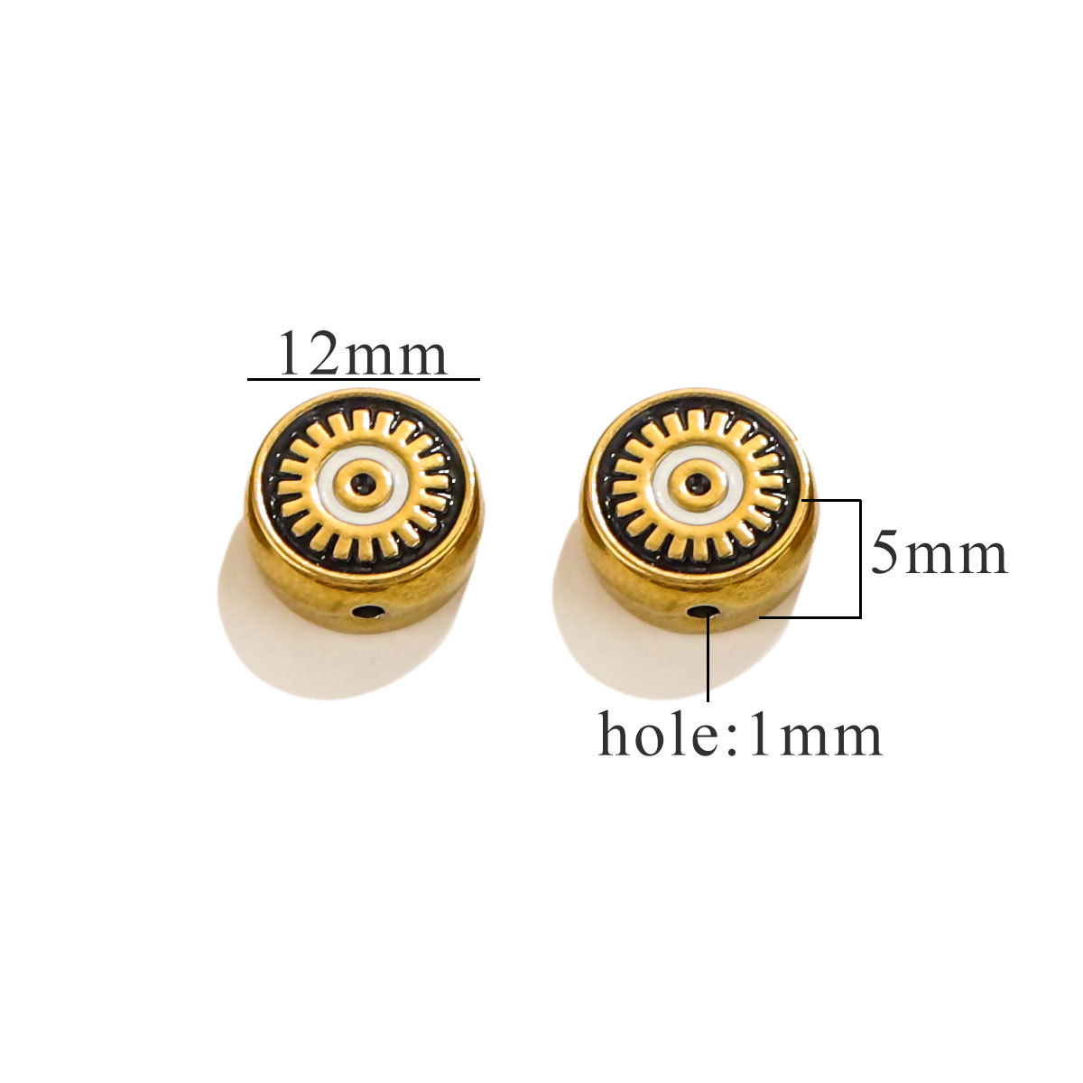 Cuentas cuadradas de acero inoxidable europeas y americanas, cuentas de ojos de doble cara con goteo de esmalte, cuentas divisorias, cuentas sueltas, accesorios de joyería de bricolaje al por mayor