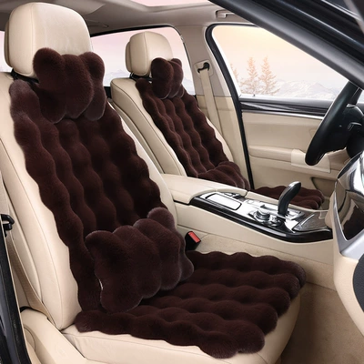 Seat cushion, seat cover – Factory Direct Sale Bubble Velvet Car - coffee-brown-single-seat-cover-backrest-cover-neck-pillow-and-lumbar-pillow-set-bubble-plush