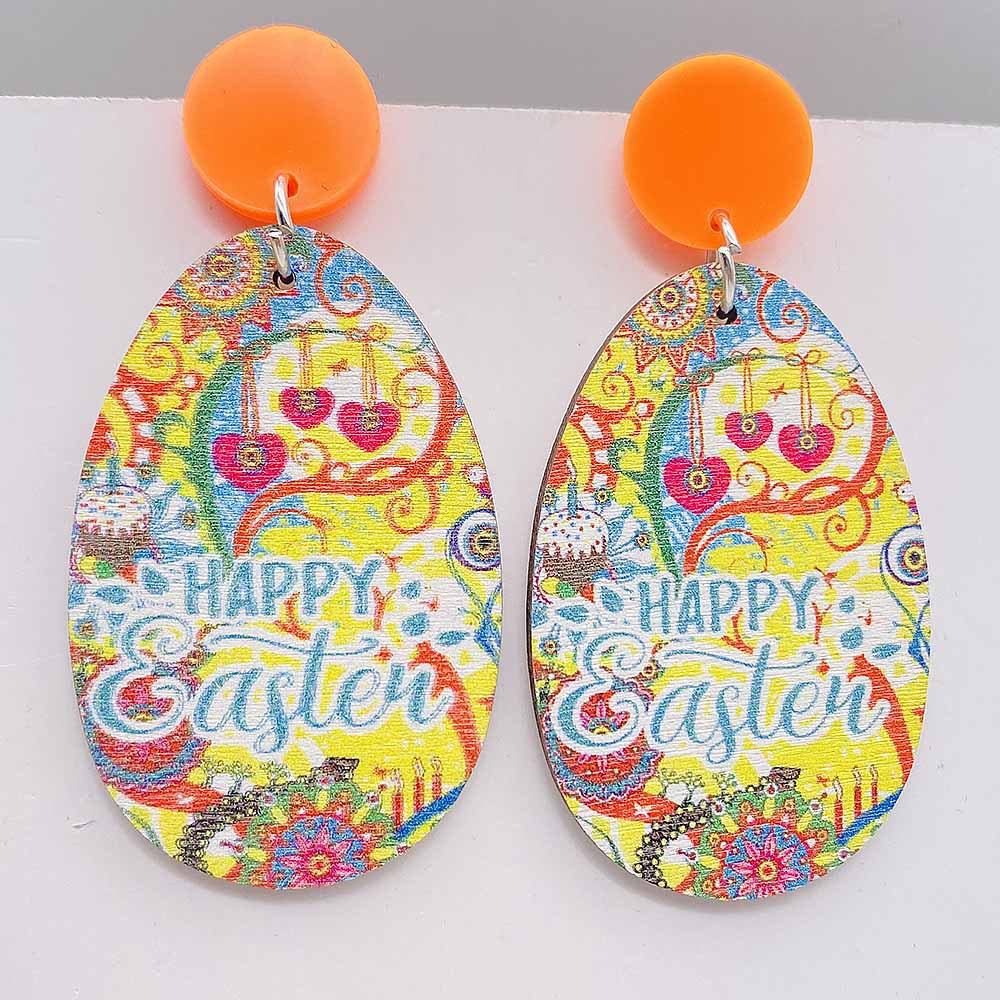 1 Pair Cute Rabbit Letter Wood Drop Earrings display picture 3