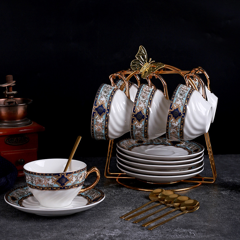 Taza de café de alta calidad, lujo ligero, alto valor, hilo europeo, taza barroca, pequeño y exquisito café con leche para el hogar de oficina