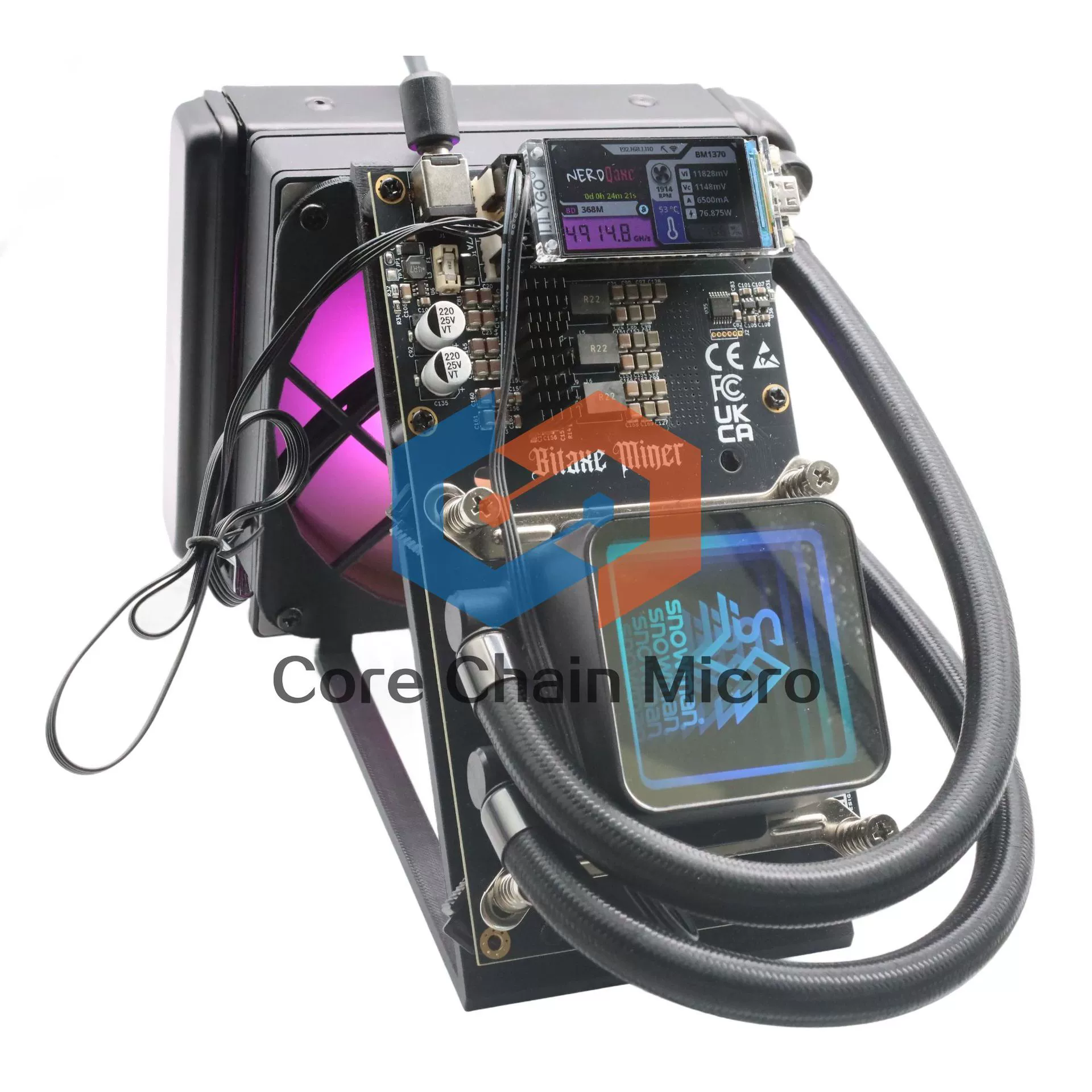 NerdQaxe++ Hydro 4.8T Hash, 4×BM1370 ASIC-чип, бесшумная BTC/BCH лотерейная машина