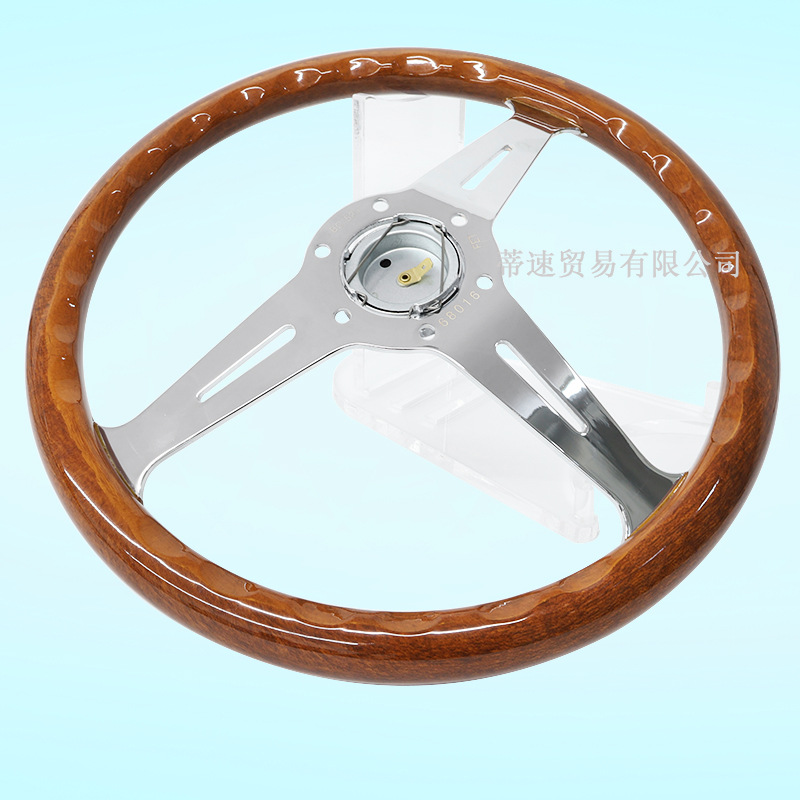 Cross-Border Hot-Selling Nardi Modified 14-Inch 350mm Peach Wood Color Steering Wheel Electroplated Bracket Universal Hole Spacing 74mm