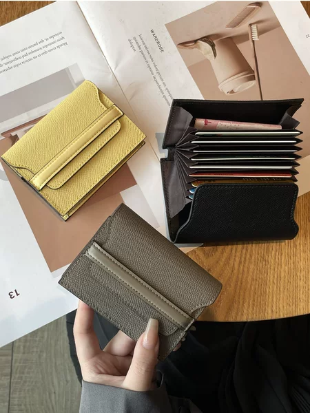 Anti-magnetic Card Bag Women's Genuine Leather Large Capacity Multi-card New Niche Design Simple Fashion Compact Mini Card Bag