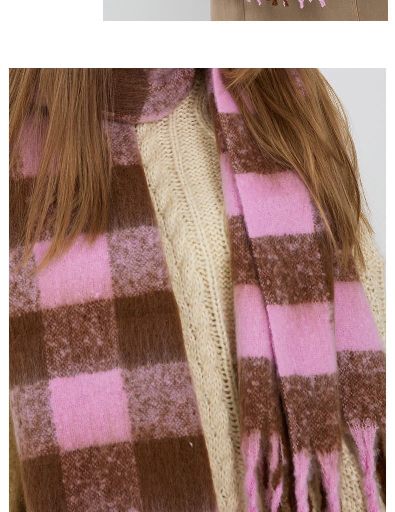 Bufanda mujer de imitación cachemira con estampado ajedrez invierno_voghion.com