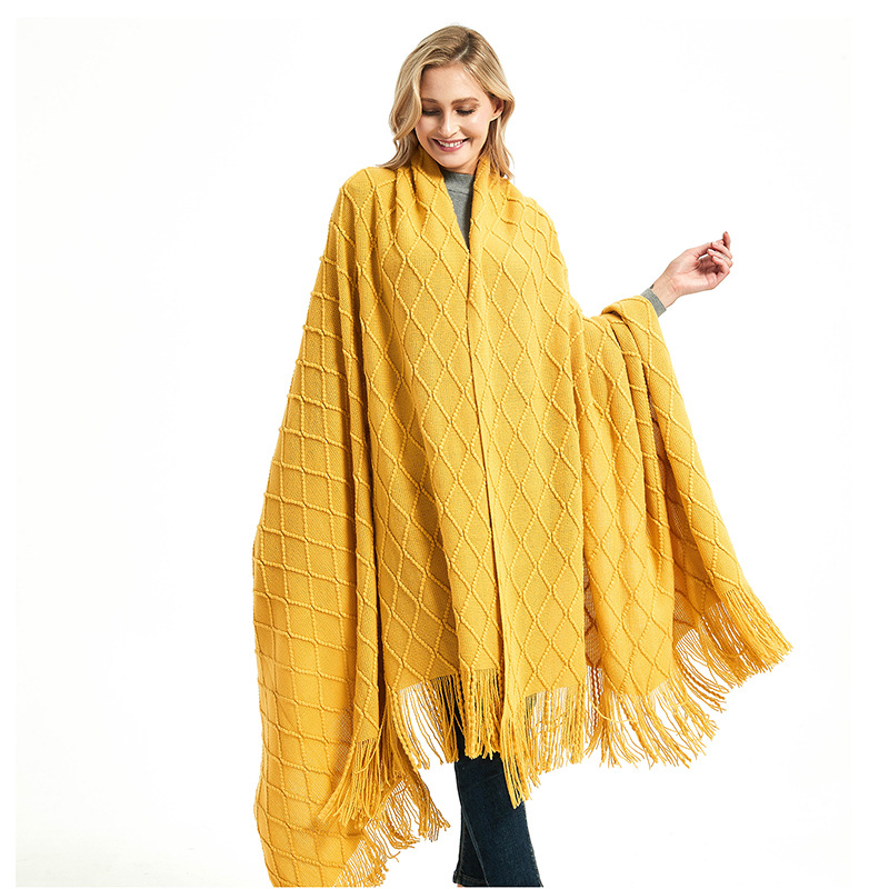 Unisex Four Seasons blanket Office air conditioning blanket Solid color knitted blanket sofa blanket B&B hotel bed end towel fringe cape_voghion.com