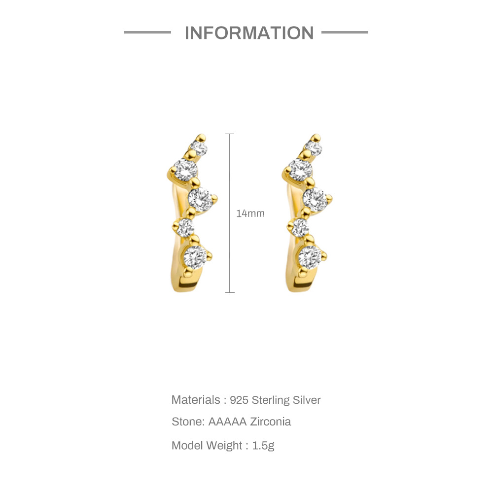 Retro Star Moon Snake S925 Sterling Silver Inlay Zircon Ear Studs 1 Pair