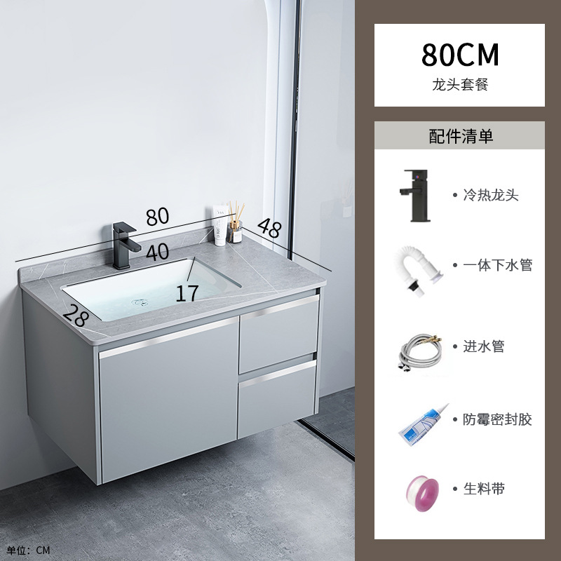 gabinete de baño de aluminio espacio integrado combinación de lavabo cerámico hotel lavabo gabinete lavabo espejo gabinete lavabo piscina