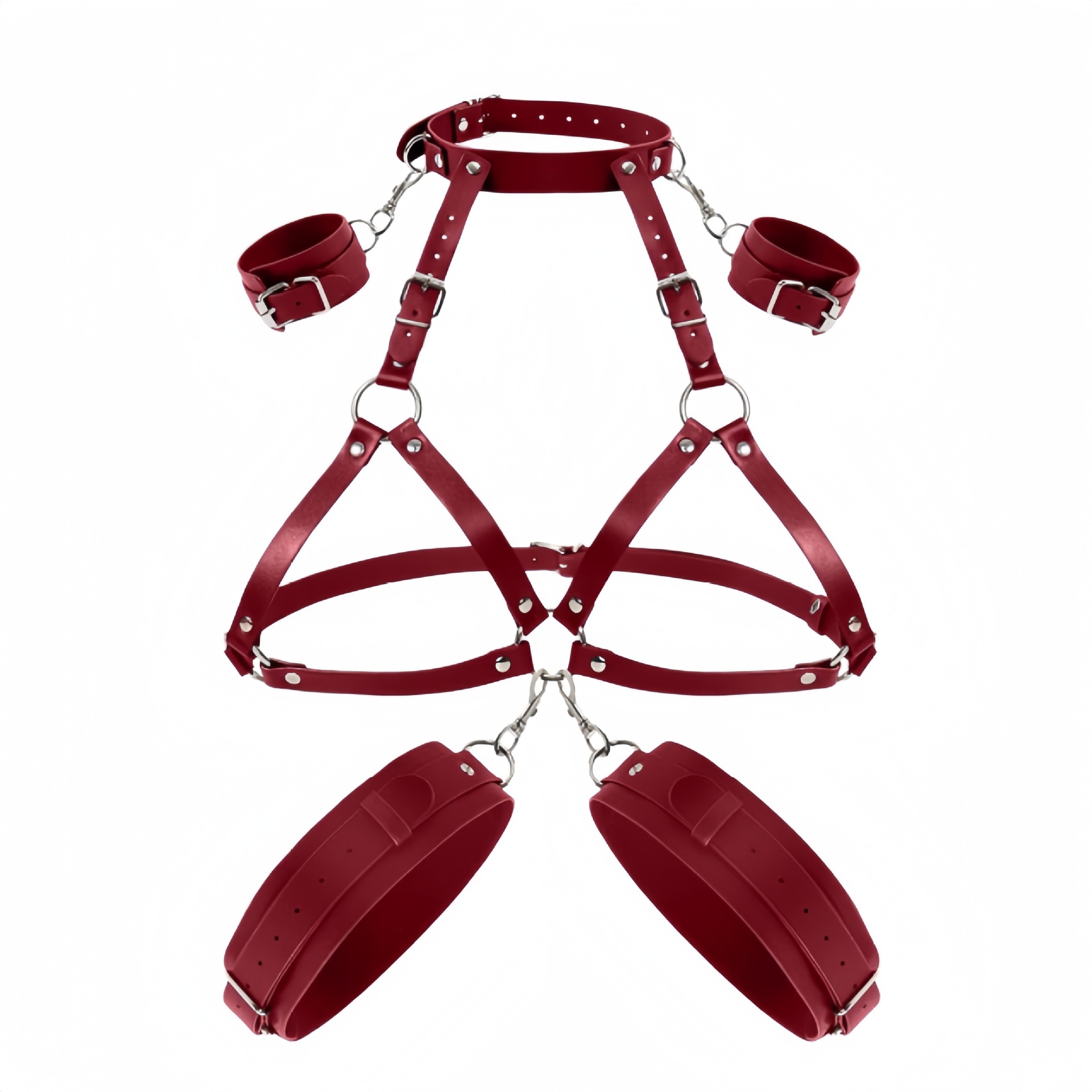 BDSM Body Restraint Neck Collar Handcuffs Bra Lift Up Leg Cuffs Sex Toy Set SM Slave Porn Games Erotic Bondage Gear Sex Product_voghion.com