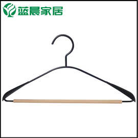 铁夹木黑色衣架轻奢金属宽肩衣架简约酒店服装店批发销售铁衣架厂