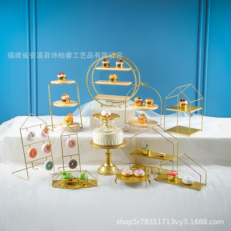 Fiesta de postre de hierro forjado europeo decoración de mesa de postre pastel bandeja de comida fría de té de la tarde refrigerio estante de pastel