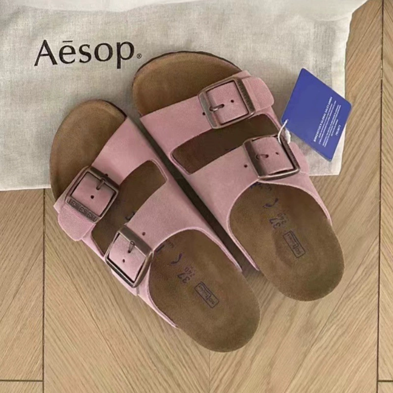 Сандалии из коровьей кожи Sangpo с пробковой подошвой Birkenstock лето 2025 новые шлепанцы и тапочки для мужчин и женщин с толстой подошвой ленивые шлепанцы Birkenstock с двумя ремешками