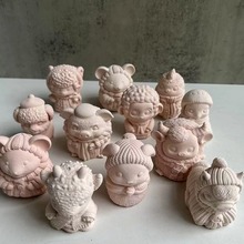 十二生肖香薰蜡烛硅胶模具 DIY动物摆件扩香石石膏模具-可代发