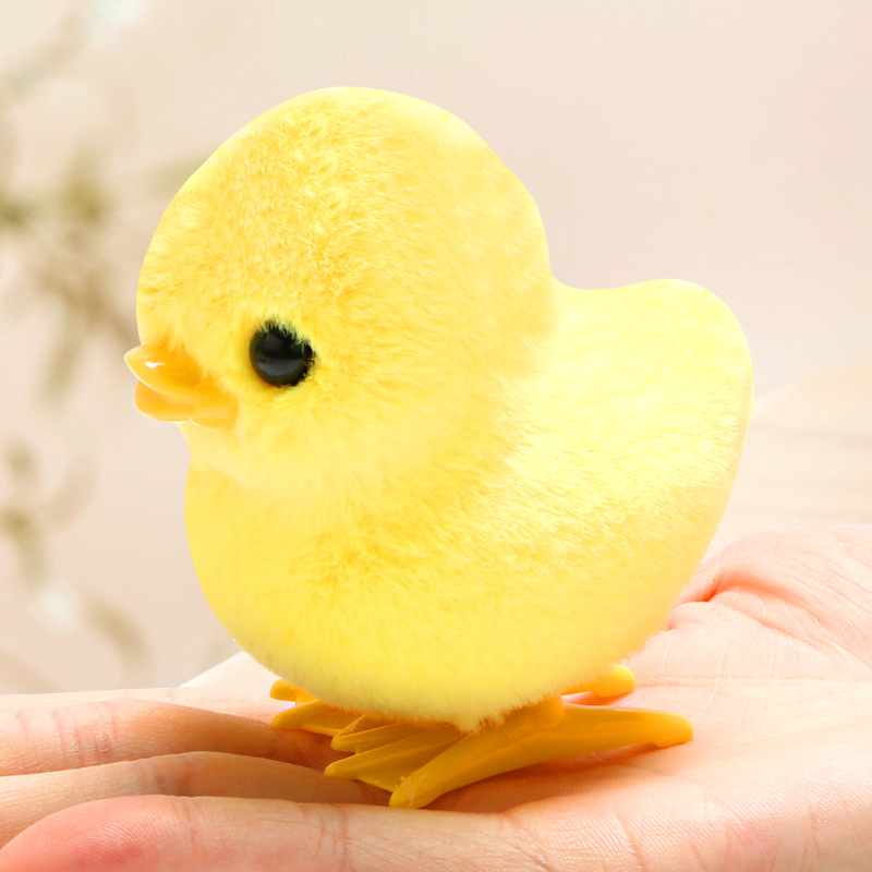 Juguetes para bebés pollo puede moverse simulación de muñeca de pollo amarillo artefacto bebé en cadena mecánica niño y niña sonido de chatarra