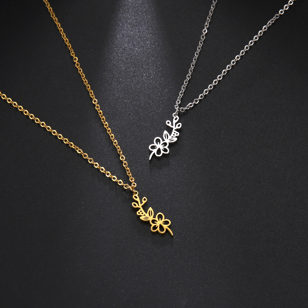 Fashion Flower Stainless Steel Plating Pendant Necklace 1 Piece