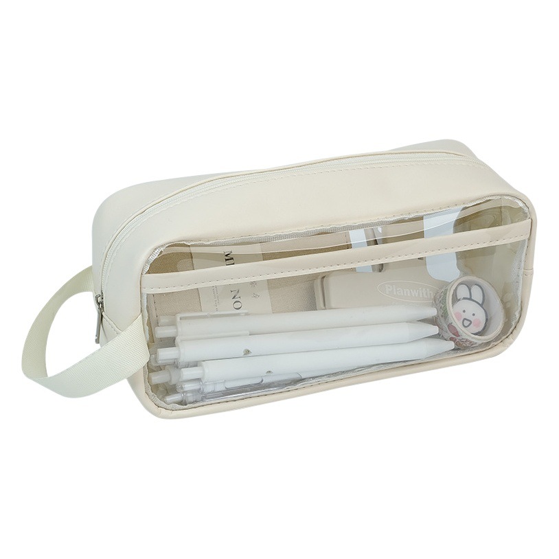 Estuche de lápices transparente ins estilo leche sal Bolsa de almacenamiento portátil impermeable de gran capacidad caja de almacenamiento de papelería de alto aspecto