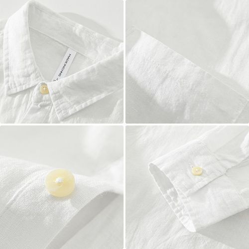 Japanese Retro Long-Sleeve Linen Shirt for Men - Summer New Loose Hoodless Square Collar Blouse Casual Cotton-Linen Top