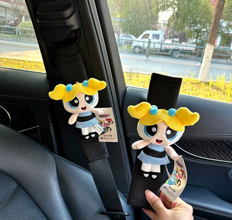 Car Seat Belt Shoulder Protector, Universal Car Anti-Wear Clothing for All Seasons, Cute Powerpuff Girls Car Protective Cover