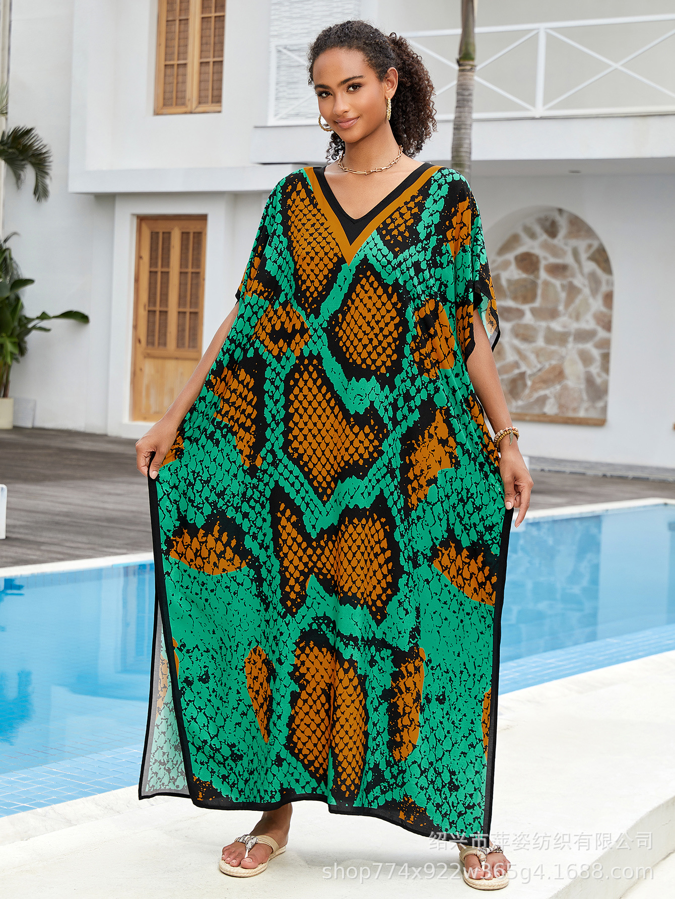 Camiseta de playa de algodón impresa suelta vestido de vacaciones bikini camiseta protector solar bañador abrigo buñuelo AT560