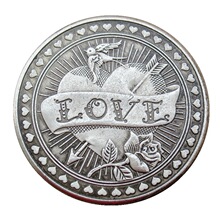 仿古工艺品美国流浪硬币摩根love黄铜旧银收藏浮雕外贸币HB129