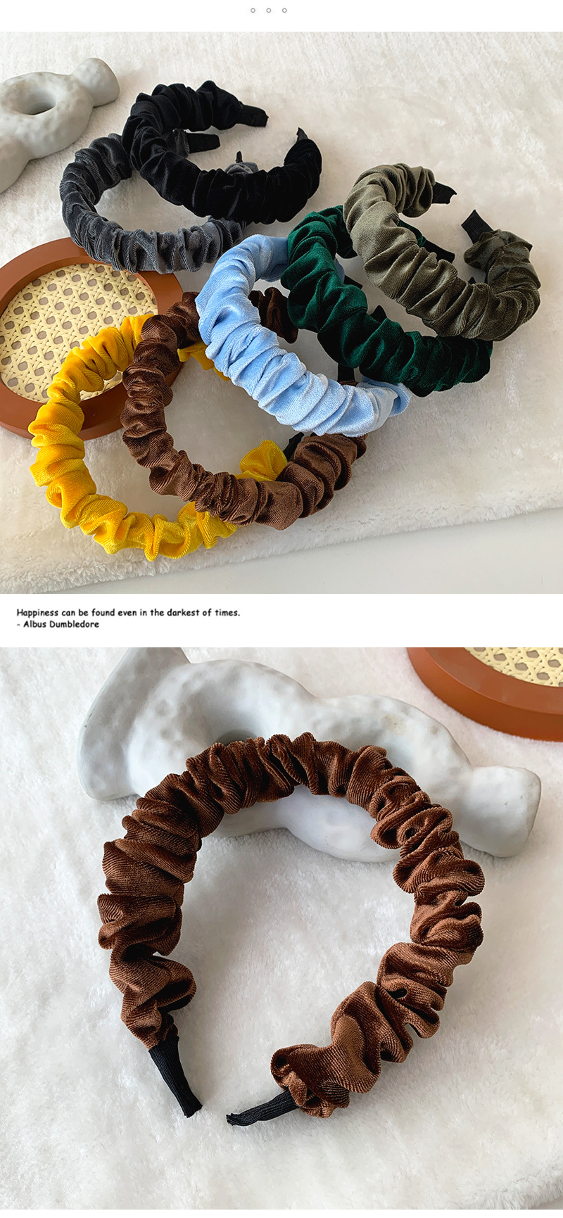 Autumn And Winter Velvet Korean Version Of The New Fold Simple Pure Color Headband display picture 5