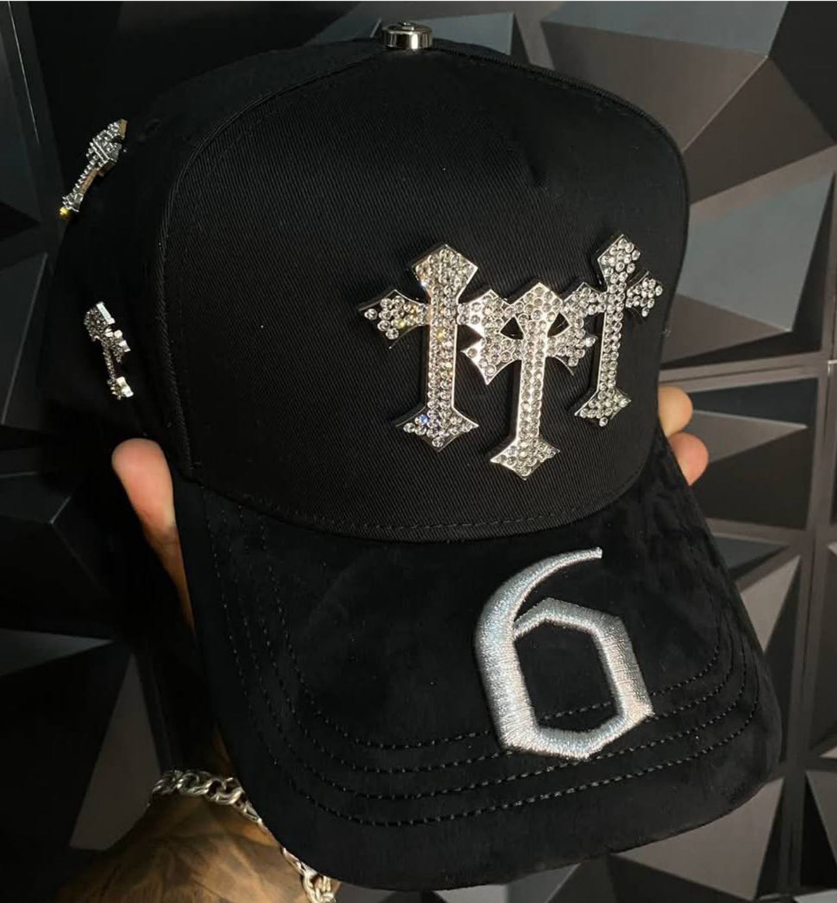 Nuevo Meike Duo Dandy bordado ajustable gorra de boca de pato borde curvo gorra de béisbol con diamantes barba tío