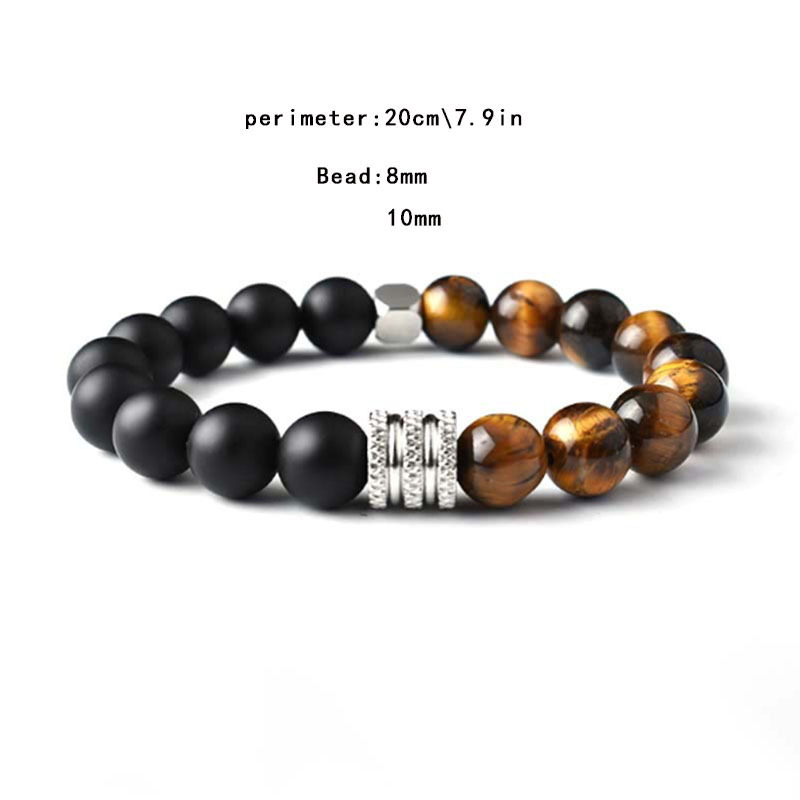 26g Weight Electroplating Gold Plating Process Platinum Plated Plating Material Stone-Free Inlay Material Bracelets Classification Lava Rock, Tiger Eye Chain Material Retro Geometric Natural Stone Volcanic Rock Tiger Eye Beaded Chain Beaded Bracelets Wholesale