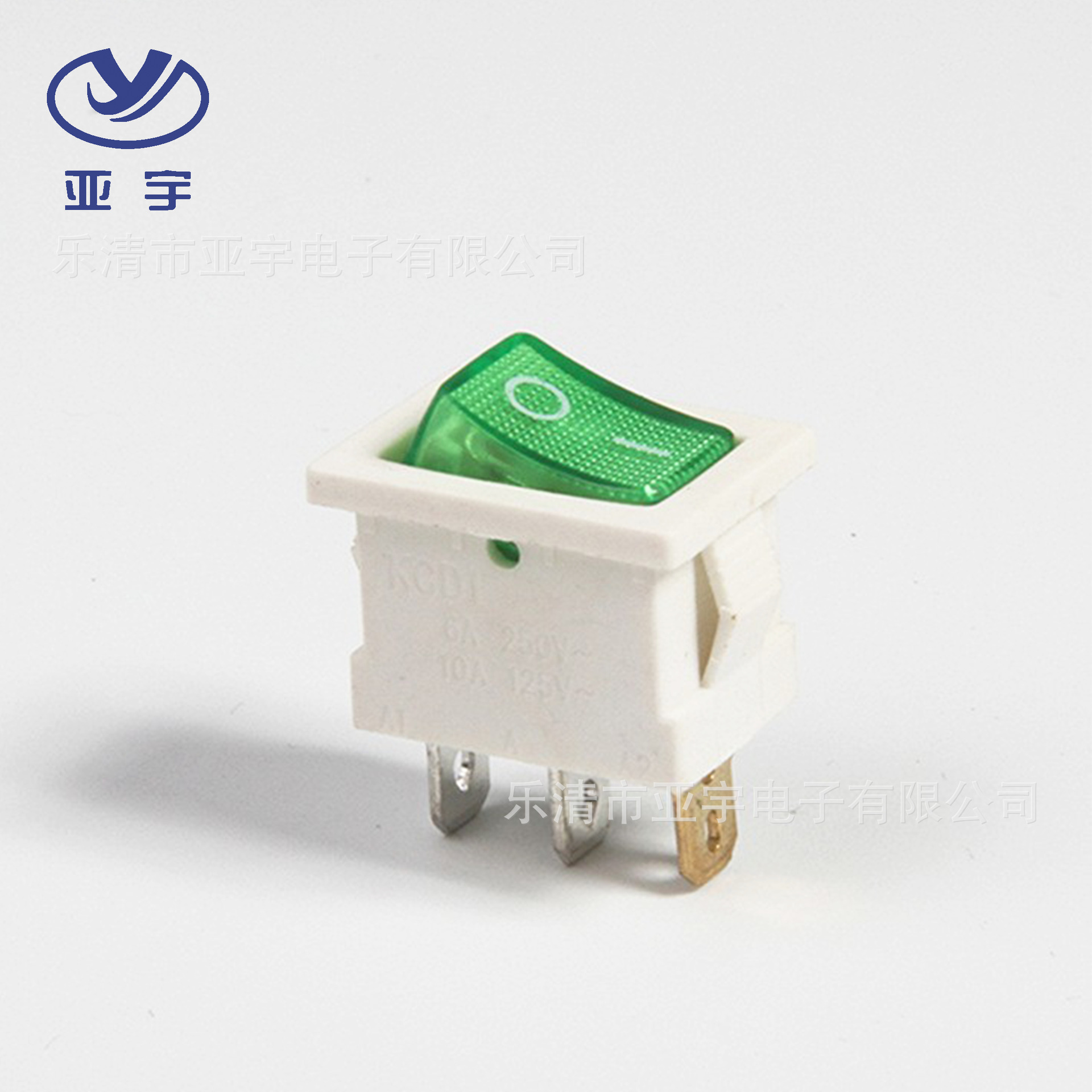 KCD1 带绿灯船型开关 四脚两档电源 翘板电源绿灯绿盖环保系列