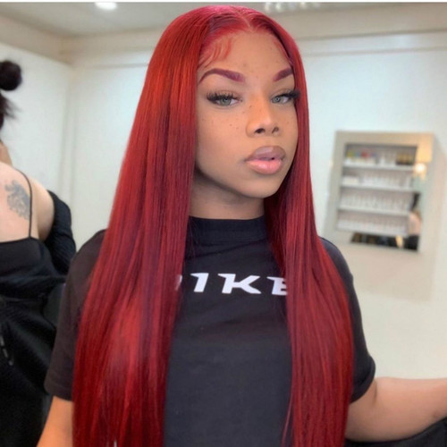 New product recommendation wig for women African foreign trade long straight hair burgundy chemical fiber long hair AliExpress supply manufacturer straight hair