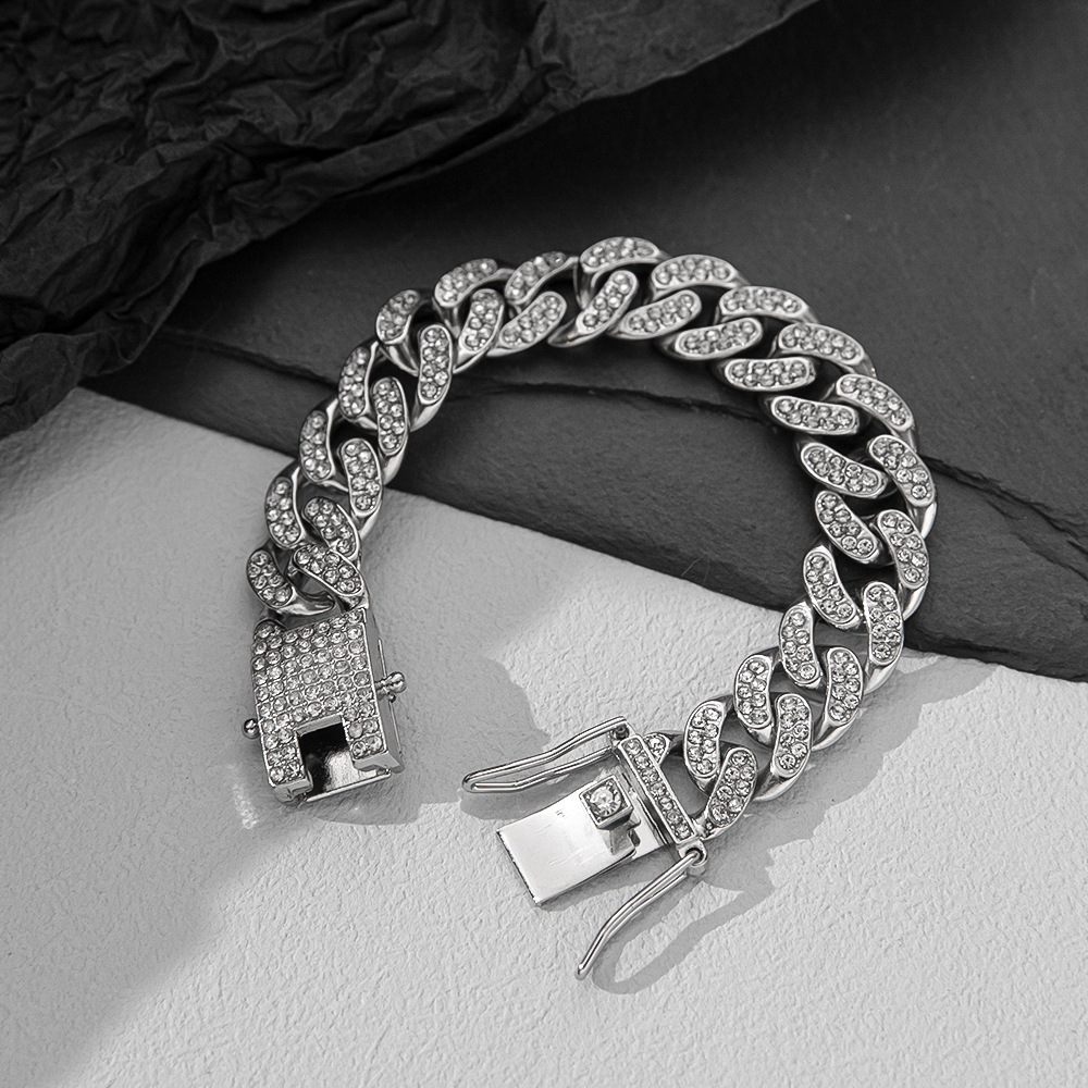 1 Stück Mode Einfarbig Legierung Kette Inlay Strasssteine Paar Unisex Armbänder display picture 1