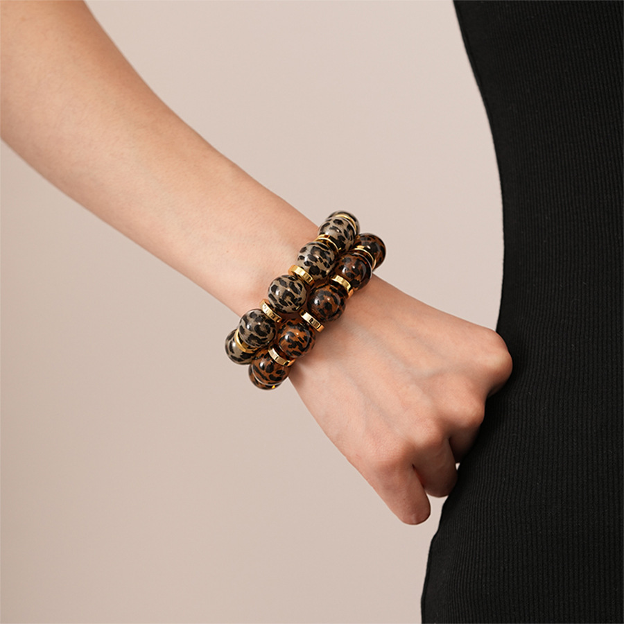31g Weight Retro Leopard Alloy Beaded Chain Beaded Bracelets Wholesale