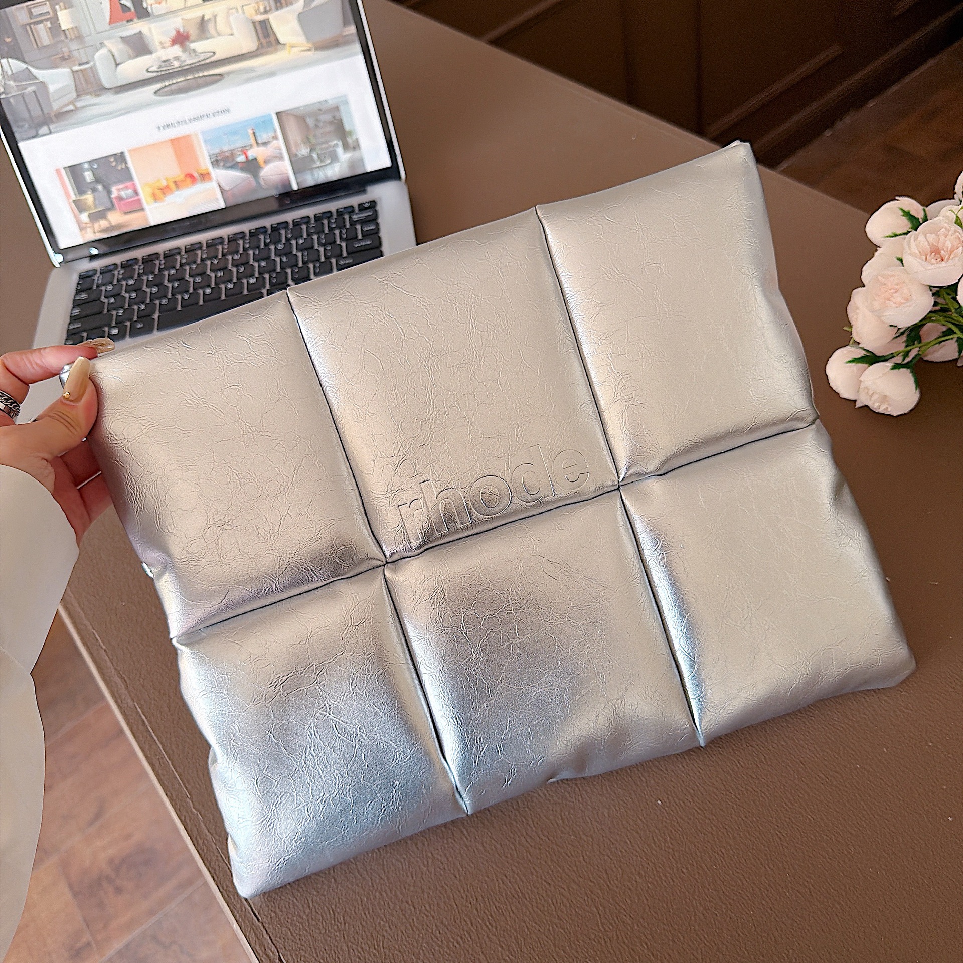 Bolsa de maquillaje de piel para viaje