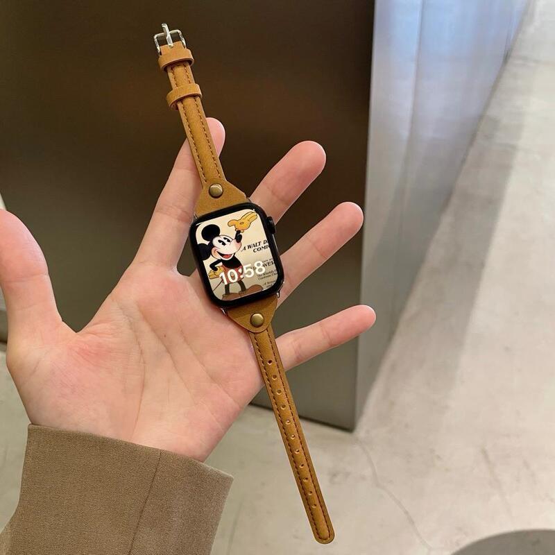 High-End Single-Stud Slim Waist Leather Apple Watch Band Suitable for Apple Watch 10, iWatch 11, Se2 High-End Single-Stud Slim Waist Leather Apple Watch Band Suitable for Apple Watch 10, iWatch 11, Se2