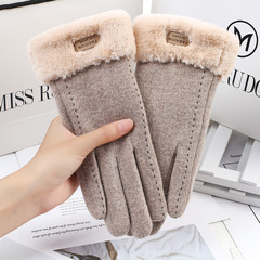 Wool Fleece Lined Touch Screen Gloves for Women - Autumn/Winter Warmth, Fleece Lined, Korean Style Fashion, Riding Windproof, Wholesale, Dropshipping One Piece