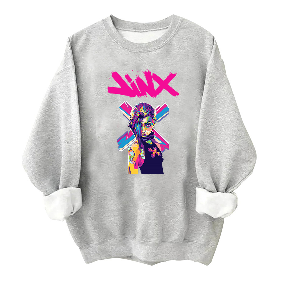 Jinx Arcane Pop Art Sweatshirt Harajuku Round Neck Long Slee