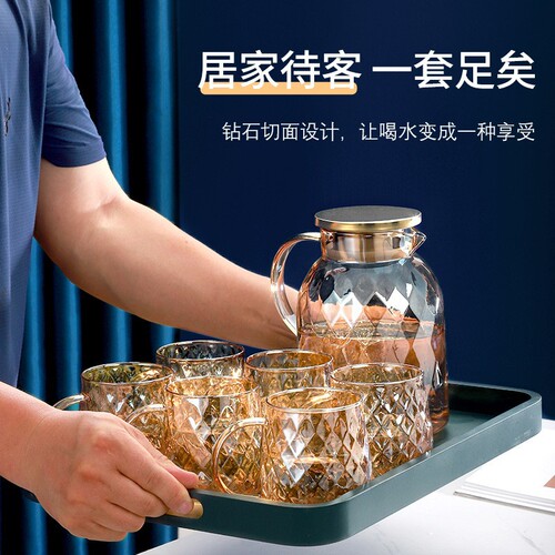 Nordic cold kettle household high-temperature-resistant glass cold kettle large-capacity teapot tie pot cool boiled water cup set