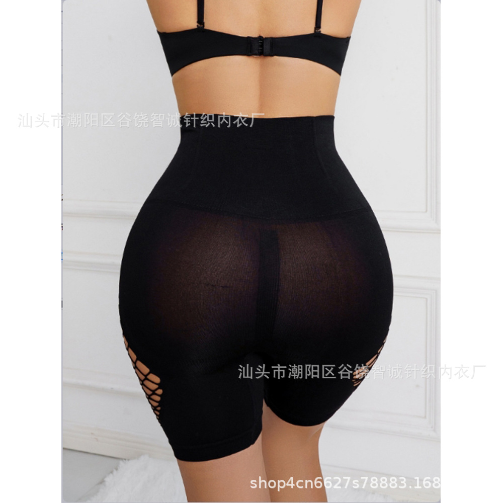 Amazon pantalones de fitness de yoga ajustados transfronterizos europeos y americanos de cintura alta para mujer Levantamiento de cadera vientre que forma pantalones cortos deportivos de malla hueca