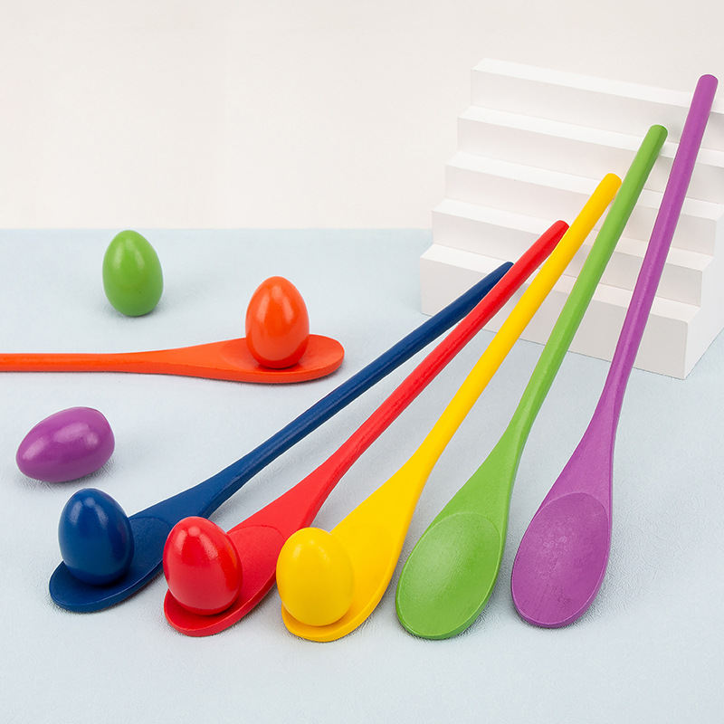 Niños transfronterizos equilibrio palo cuchara de madera Juego de Pelota jardín de infantes educación temprana entrenamiento sensorial al aire libre Deportes juguetes entre padres e hijos