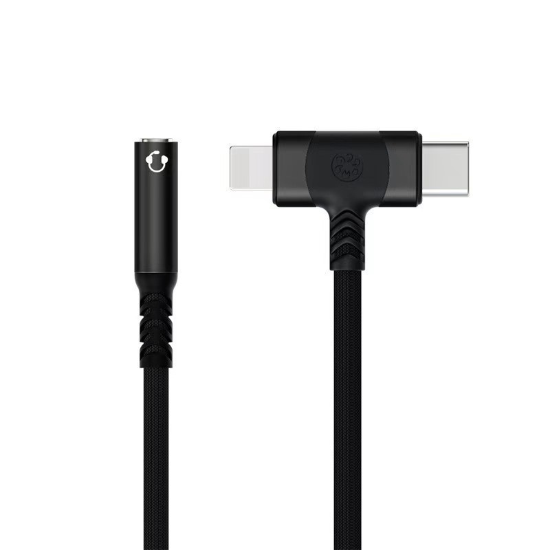 Android type-c Apple 照明から 3.5mm オーディオ アダプター ケーブルに適したツーインワン ヘッドフォン アダプター|undefined